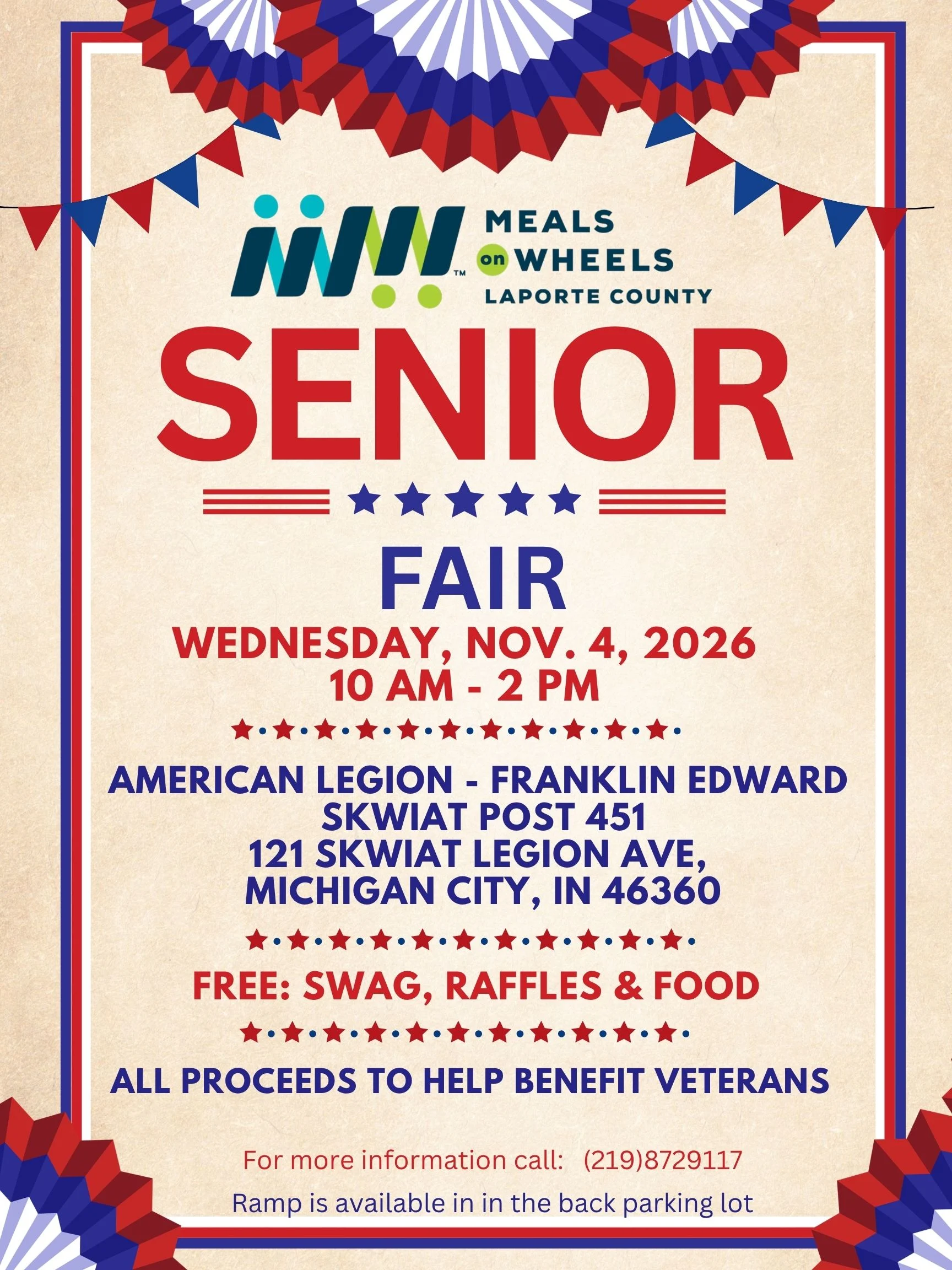 Meals on Wheels LaPorte County Senior Fair poster - November 4, 2026 at American Legion